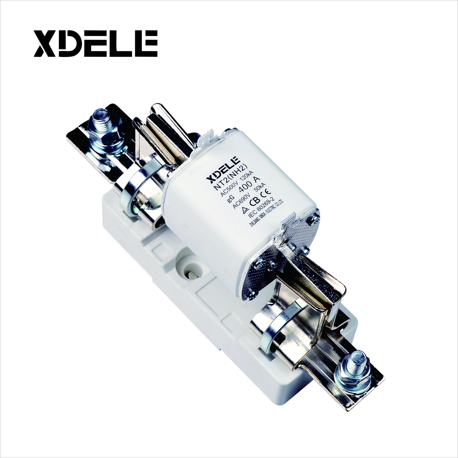 Low voltage ceramic HRC 500V NH Series NT2 blade knife fuse link and base