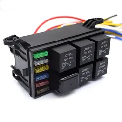 Waterproof 12V 6 Slots Relay Block and 6 Slots ATC/ATO Blade Fuse 40A Relay Fuse Relay Box