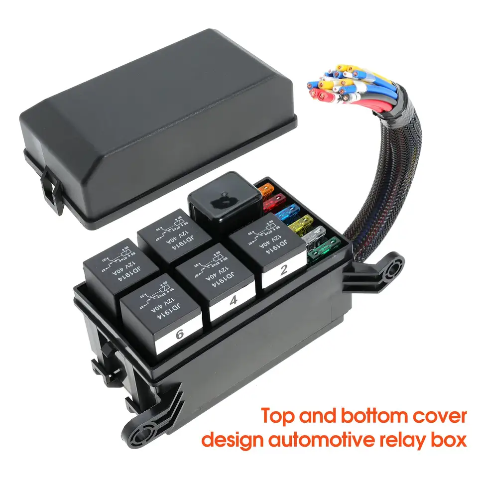 Waterproof 12V 6 Slots Relay Block and 6 Slots ATC/ATO Blade Fuse 40A Relay Fuse Relay Box