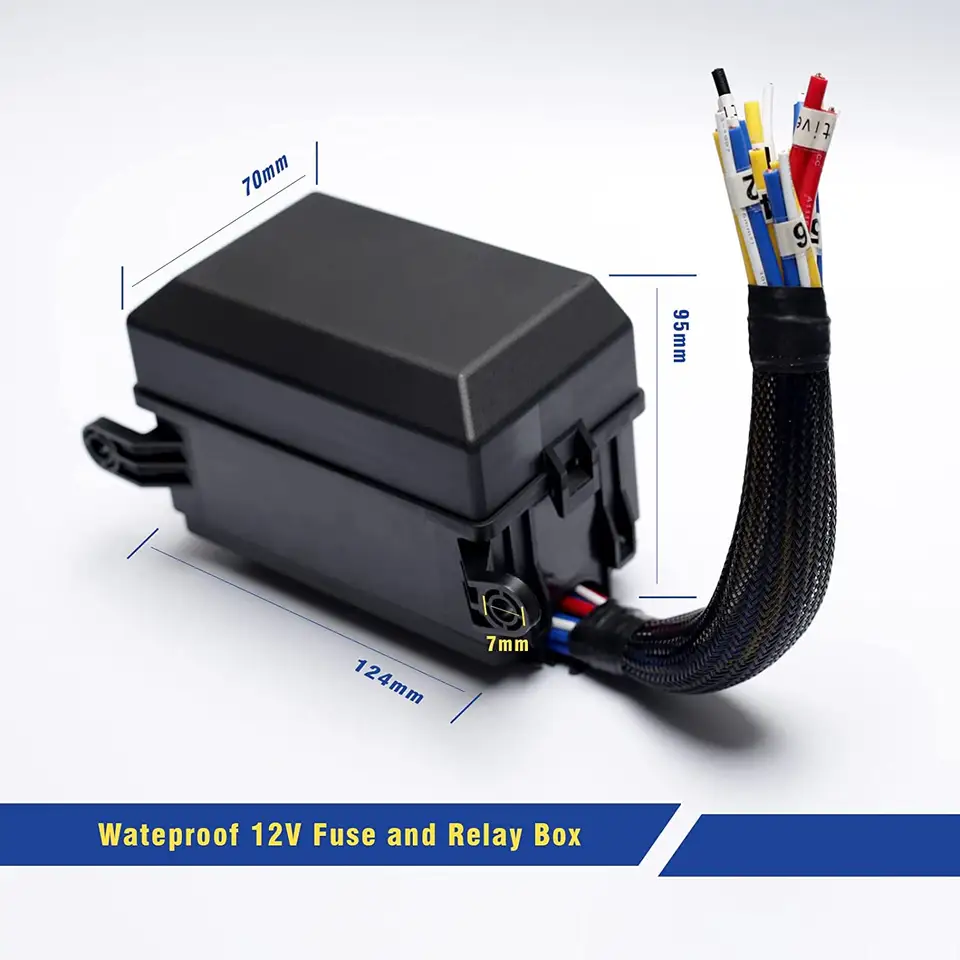 Waterproof 12V 6 Slots Relay Block and 6 Slots ATC/ATO Blade Fuse 40A Relay Fuse Relay Box