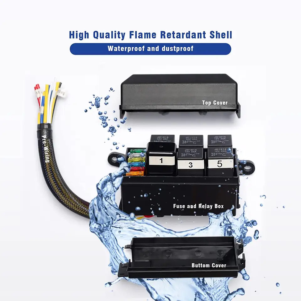 Waterproof 12V 6 Slots Relay Block and 6 Slots ATC/ATO Blade Fuse 40A Relay Fuse Relay Box