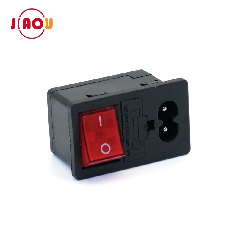 ac socket with illuminated rocker switch and fuse holder 10A 250V 3 in 1 AC power socket DB-8-8
