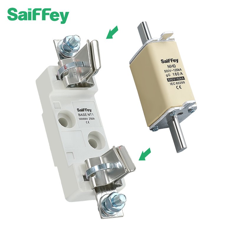 Saiffey NH0 Series 2A to 160A 500V 120KA AC Ceramic Fuse High Rupturing Capacity Fuse Link
