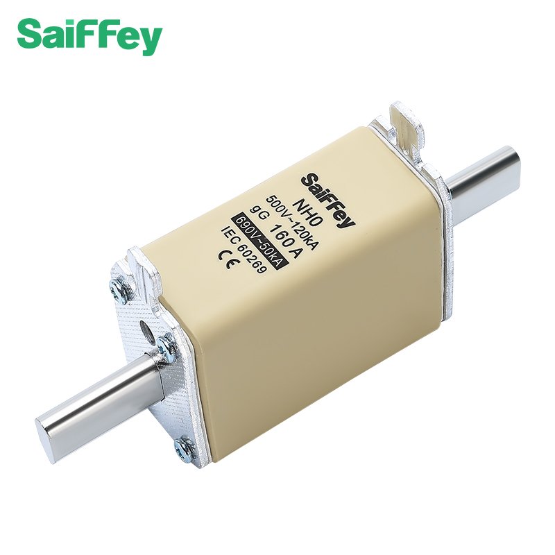 Saiffey NH0 Series 2A to 160A 500V 120KA AC Ceramic Fuse High Rupturing Capacity Fuse Link