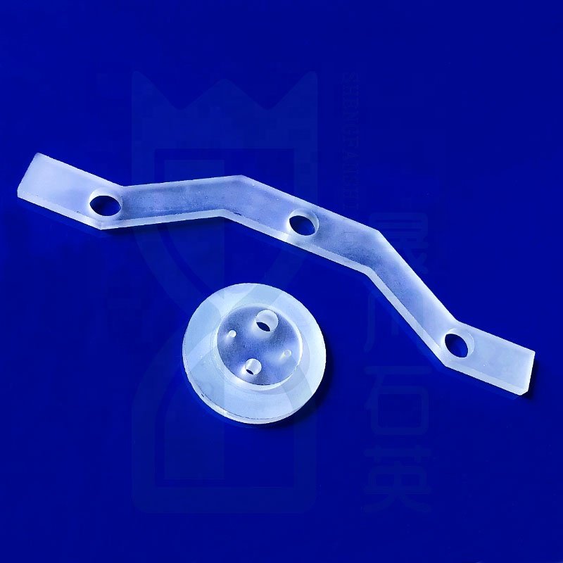 CNC machined quartz glass part frosted surface fused silica