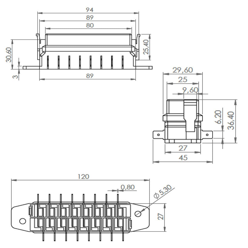 ATO ATC Type Brass Connector Blade Type Fuse Box 8 Way Transparent Screwed Cover Universal Fuse Holder