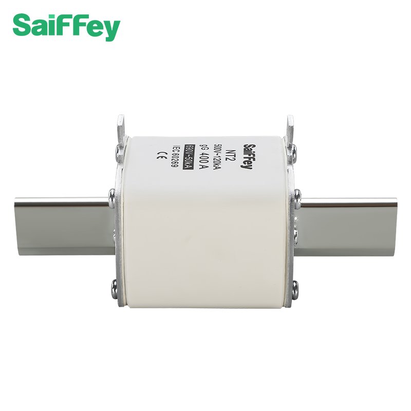Saiffey High Quality HRC Ceramic+Copper NT Type Blade Fuse Block Links with 500V 120KA gG 400A NT2 Electric Fuse Link