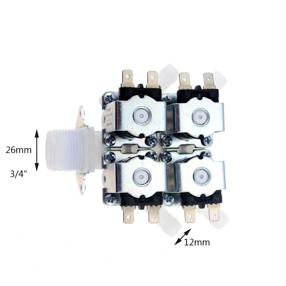 DN20 DC12V 24V 36V AC220V G3/4 1 In 4 Out Electromagnetic Valve Normally Closed Water Drain Valve Electric Water Inlet Solenoid