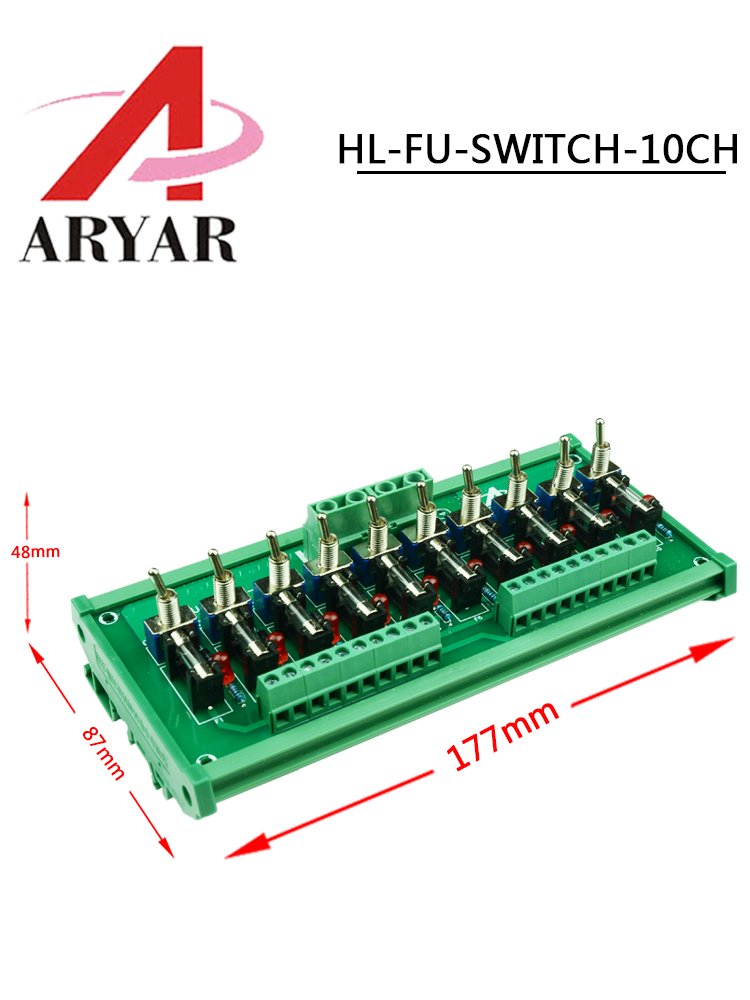 Fuse Distribution 10-way PCB Board Terminal Block With Switch For Power Supply Electricity Current Wiring LED Switch