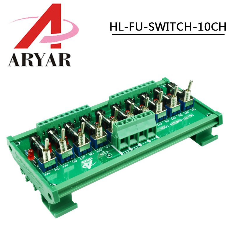Fuse Distribution 10-way PCB Board Terminal Block With Switch For Power Supply Electricity Current Wiring LED Switch