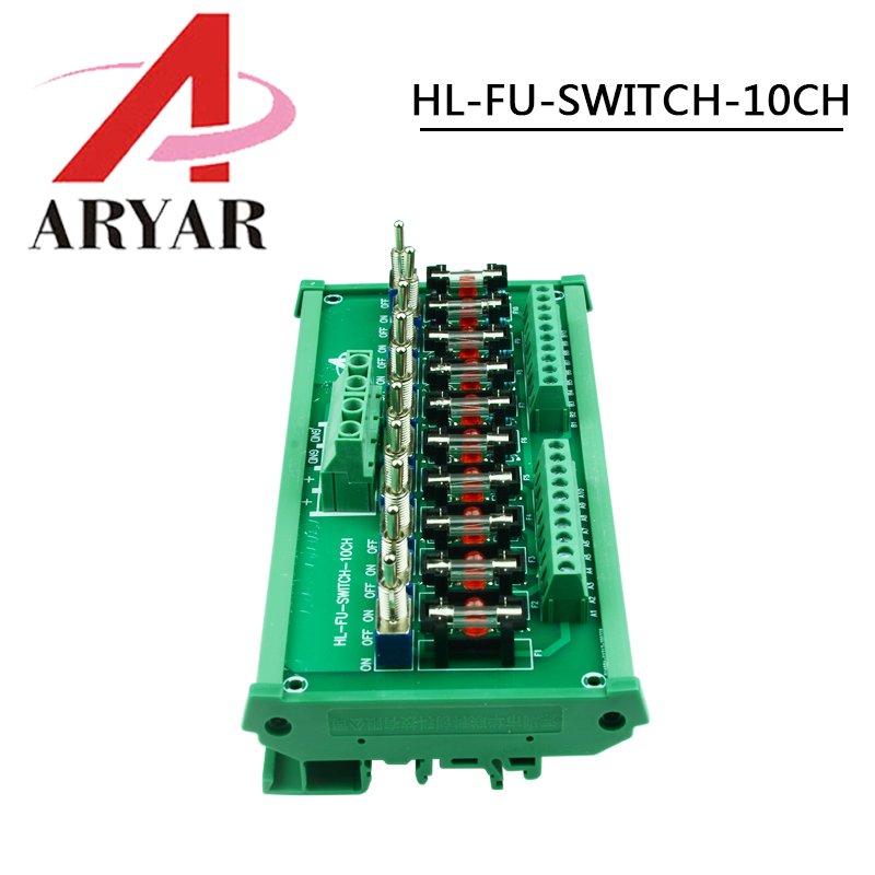 Fuse Distribution 10-way PCB Board Terminal Block With Switch For Power Supply Electricity Current Wiring LED Switch