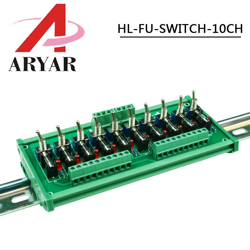 Fuse Distribution 10-way PCB Board Terminal Block With Switch For Power Supply Electricity Current Wiring LED Switch