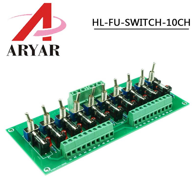 Fuse Distribution 10-way PCB Board Terminal Block With Switch For Power Supply Electricity Current Wiring LED Switch