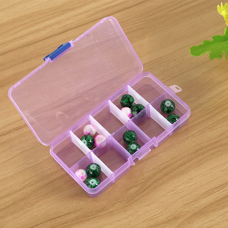Transparent detachable small 10-grid medicine box fishing gear plastic jewelry finishing multi-grid sub-packing parts jewelry