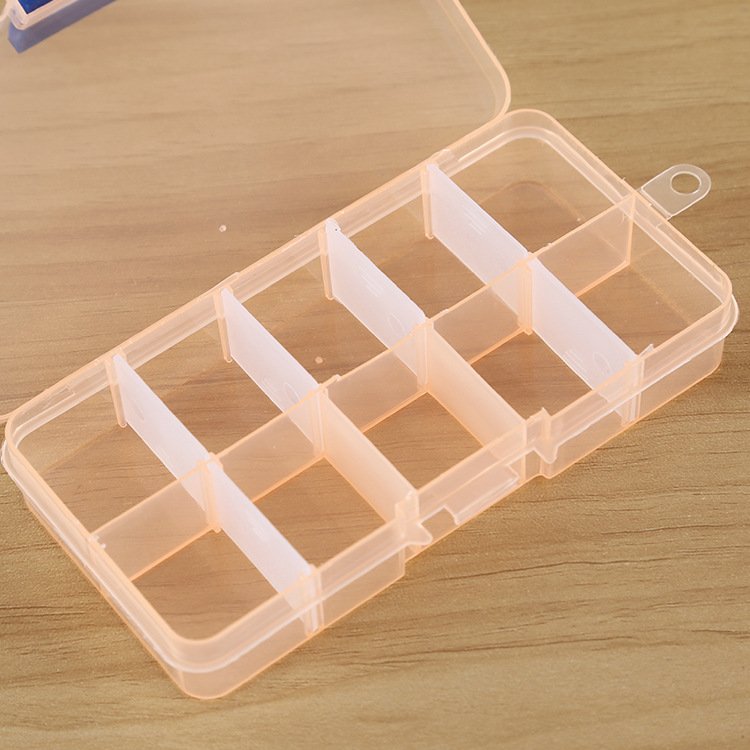 Transparent detachable small 10-grid medicine box fishing gear plastic jewelry finishing multi-grid sub-packing parts jewelry