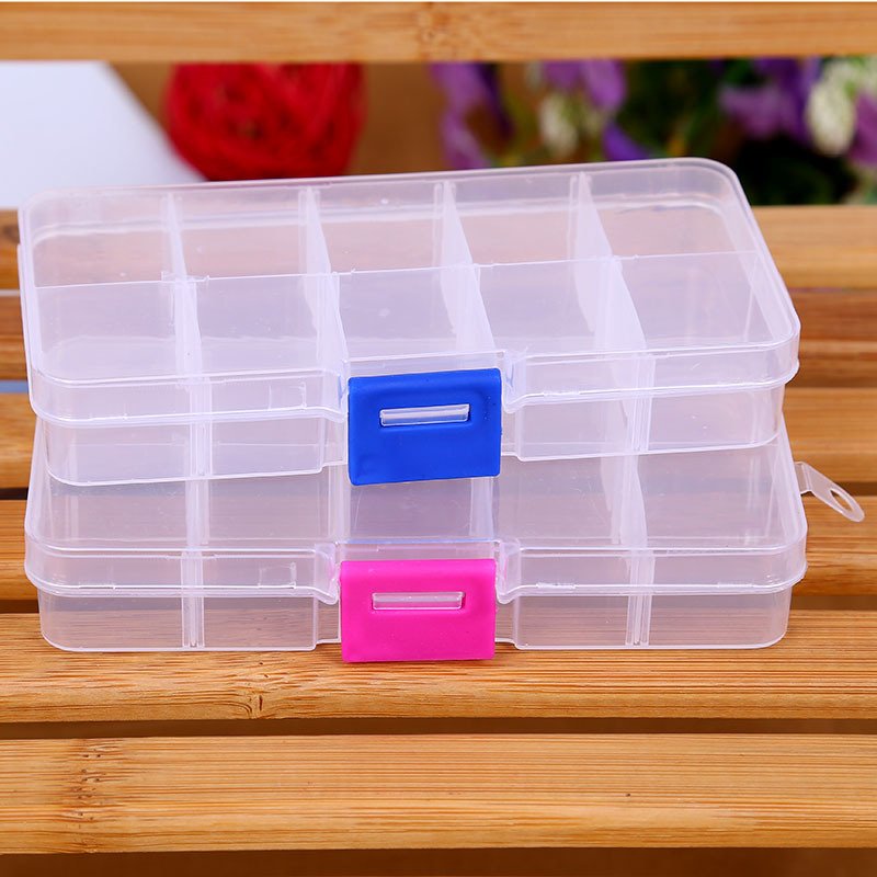 Transparent detachable small 10-grid medicine box fishing gear plastic jewelry finishing multi-grid sub-packing parts jewelry