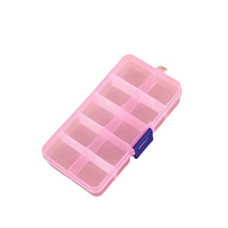 Transparent detachable small 10-grid medicine box fishing gear plastic jewelry finishing multi-grid sub-packing parts jewelry