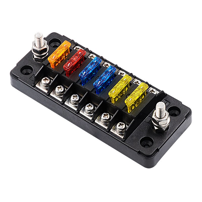 Long 6-way Independent Positive Negative Fuse Box With 12 Fuse Strips Car Vehicle Bus Fuse Holder Auto Parts Accessories