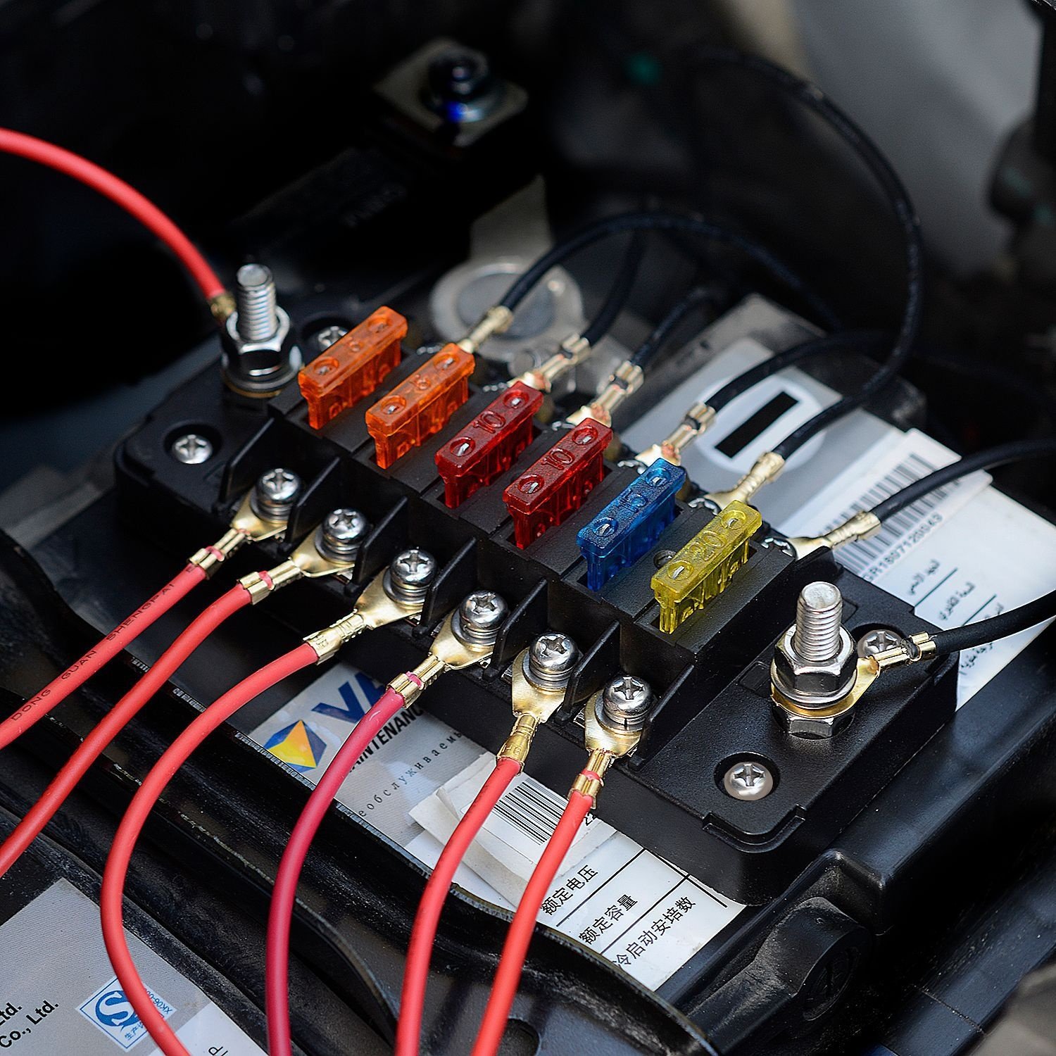Long 6-way Independent Positive Negative Fuse Box With 12 Fuse Strips Car Vehicle Bus Fuse Holder Auto Parts Accessories