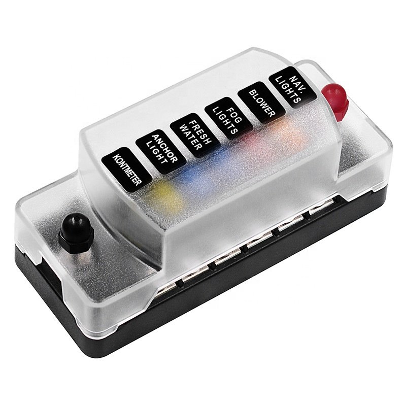 Long 6-way Independent Positive Negative Fuse Box With 12 Fuse Strips Car Vehicle Bus Fuse Holder Auto Parts Accessories