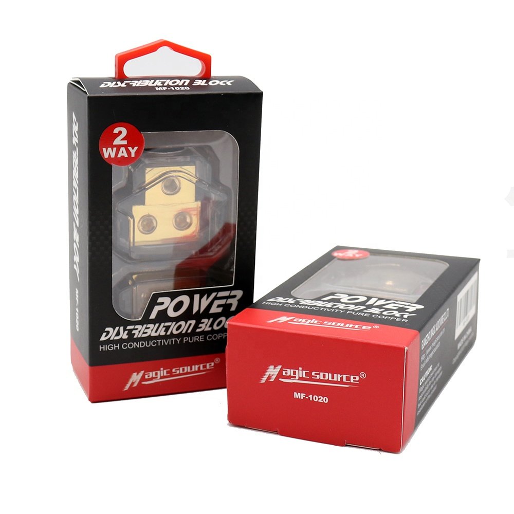 2 Way Copper Power Distribution Block for Car Audio 0/2/4 Gauge in 4/8 Gauge out Splitter Components