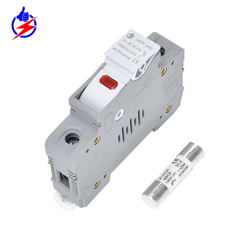 LKX PV 1000V 10A 20A 25A 30A 32A 10x38 1P 2P PV array 1000v solar DC fuse holder base and link