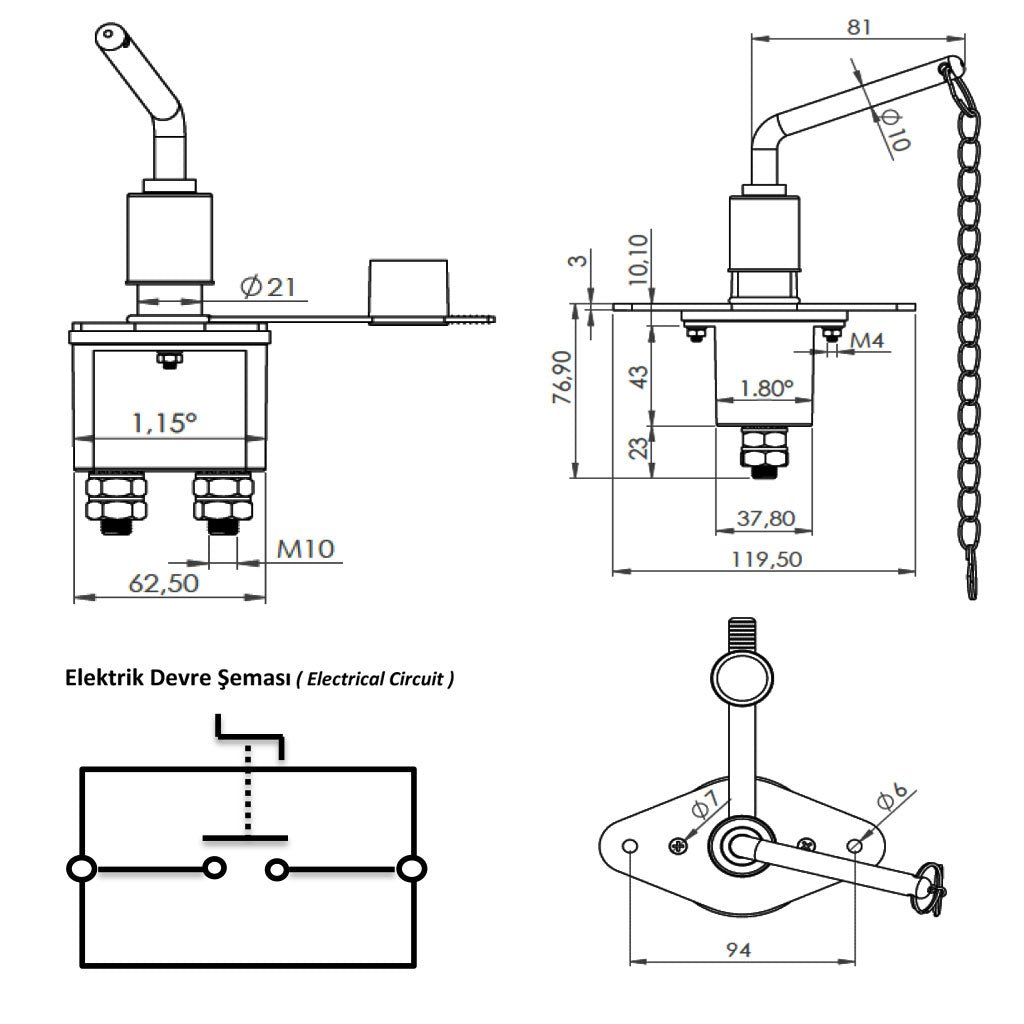 Large Type Battery Circuit Breaker Switch IP66 12V - 24V - 48A - 250A Universal Fuse Holder Transparent Screwed Cover