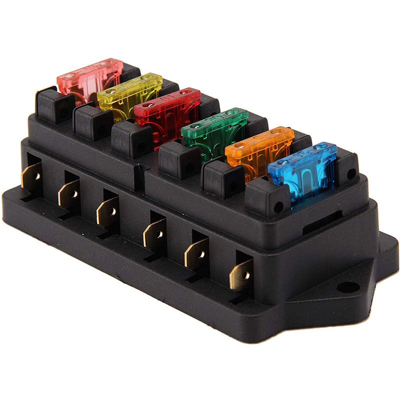 Car Fuse Box 6Way Blade Fuse Box Block Holder 12V 24V Car Truck Marine Circuit Standard ATC ATO Fuse Power Distribution Panel