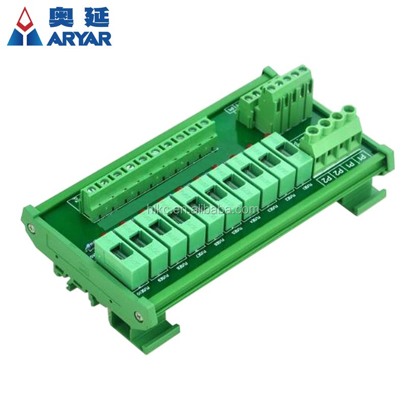 DIN Rail Mount 10 Position Power Distribution Fuse Module Board, For AC/DC 5~48V. Fuse power breakout board