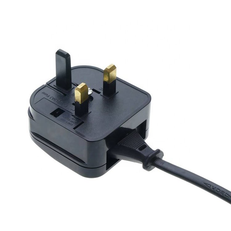EU to UK Adapter plug with 2 pin female round C plug to BS1363 male plug fused 3A 5A 13A