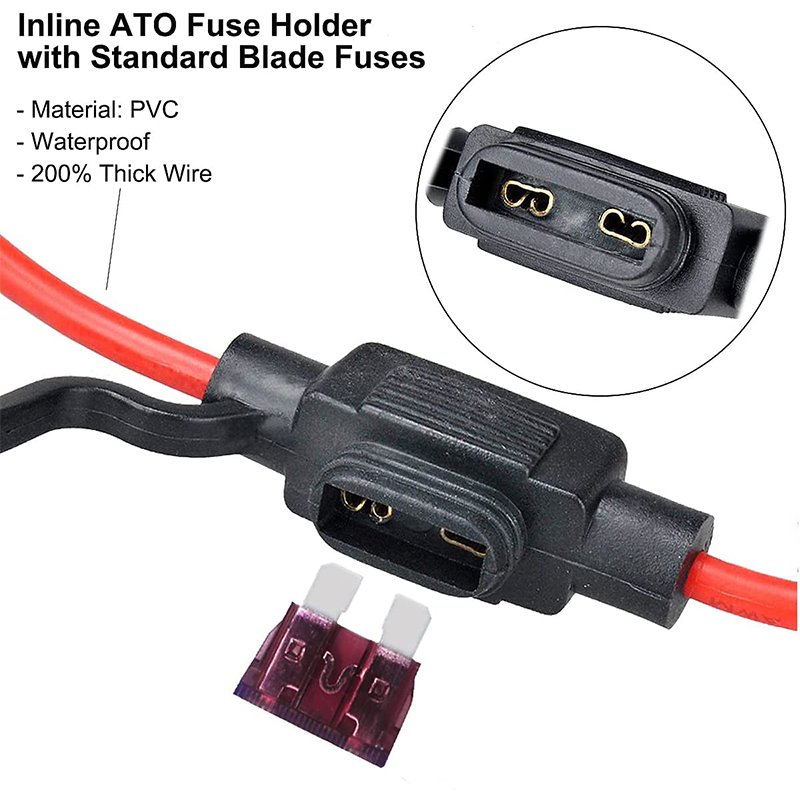 Automotive 12 AWG Inline Fuse Holder ATC/ATO Standard Car Fuse Components Marine 12V Fuse Holder
