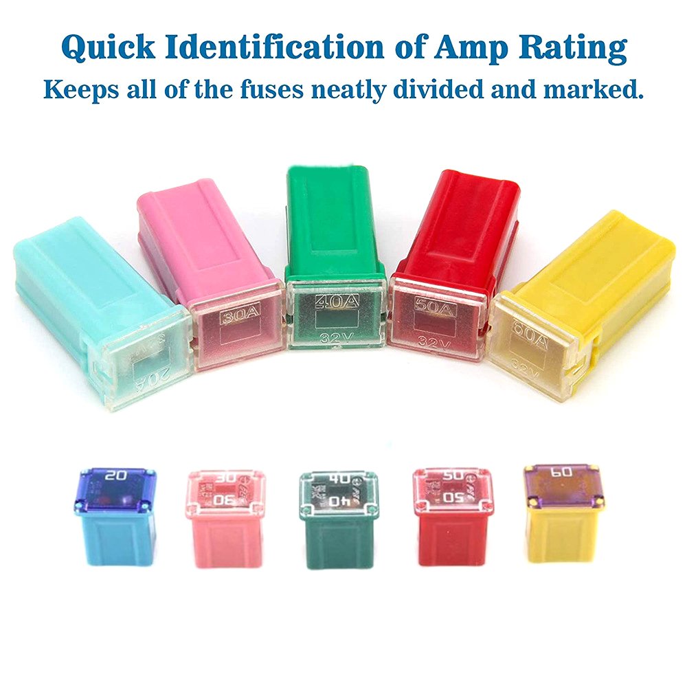 30pcs/box set automotive fuse plastic box kit ,long and short type insert-in connection fuse 20-60A