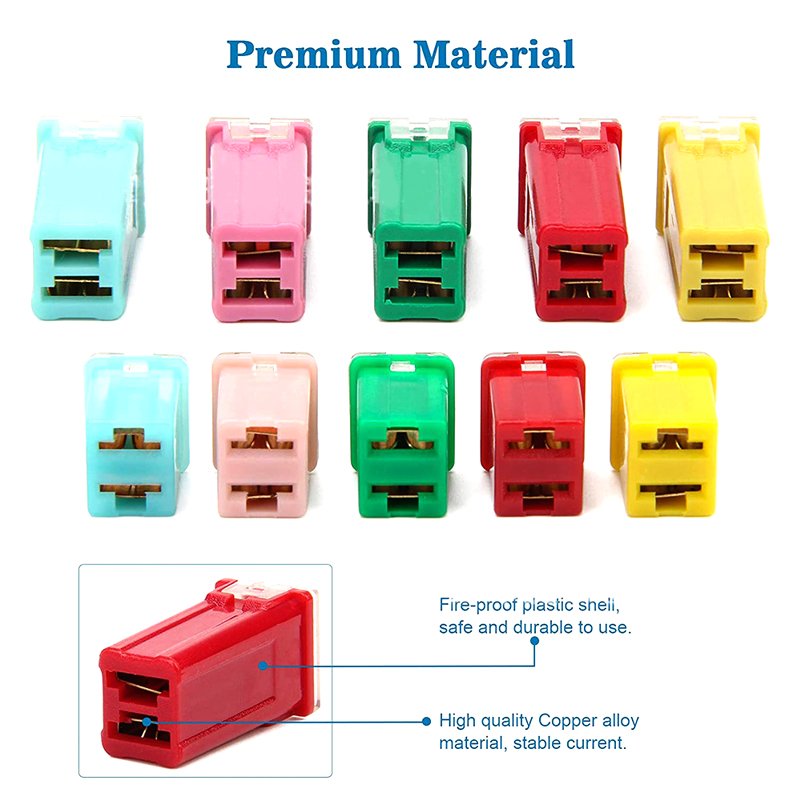 30pcs/box set automotive fuse plastic box kit ,long and short type insert-in connection fuse 20-60A
