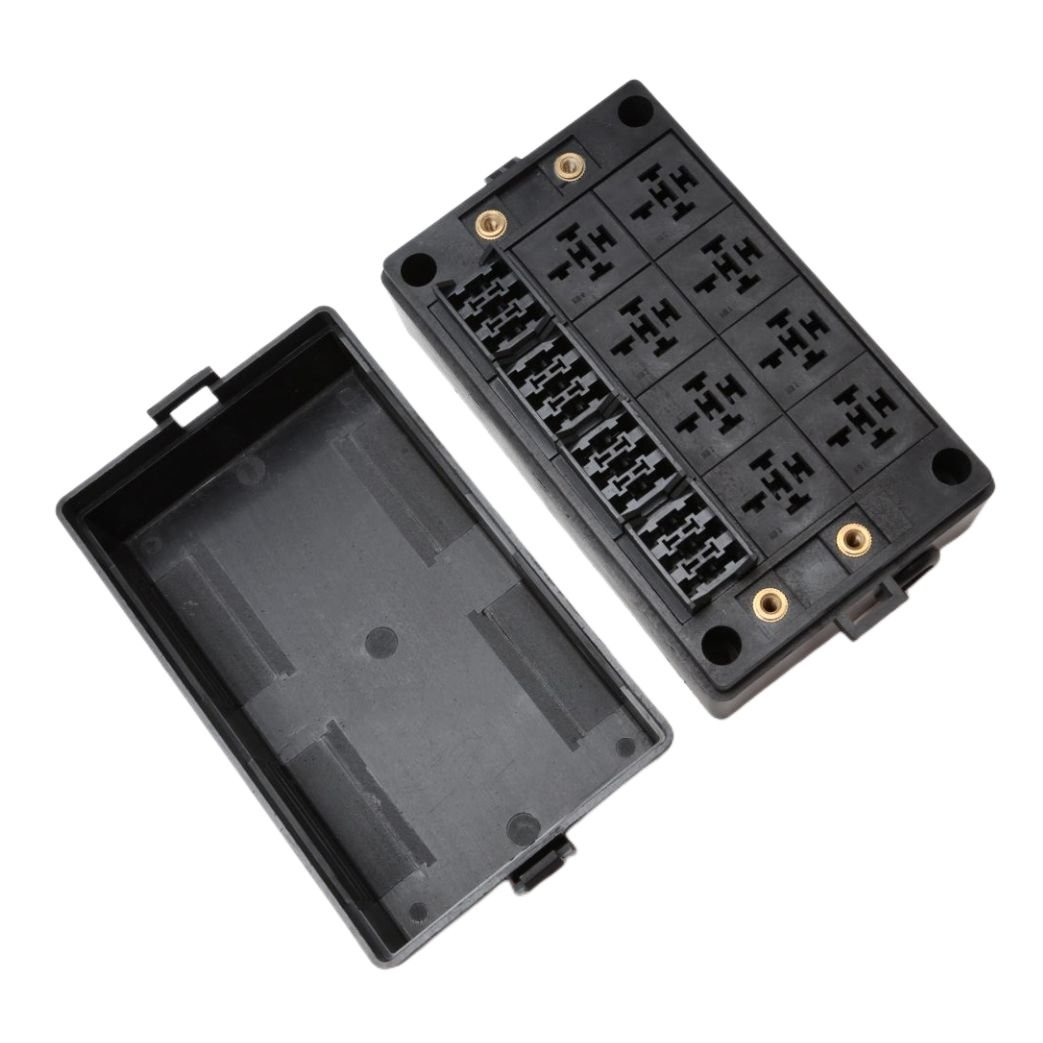 Fuse Relay Box with 12 Slots Fuse Holder Panel