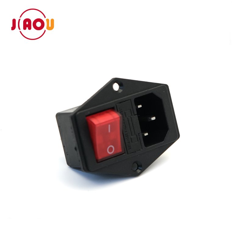ac socket with illuminated rocker switch and fuse holder 10A 250V 3 in 1 AC power socket AC-14-F16A