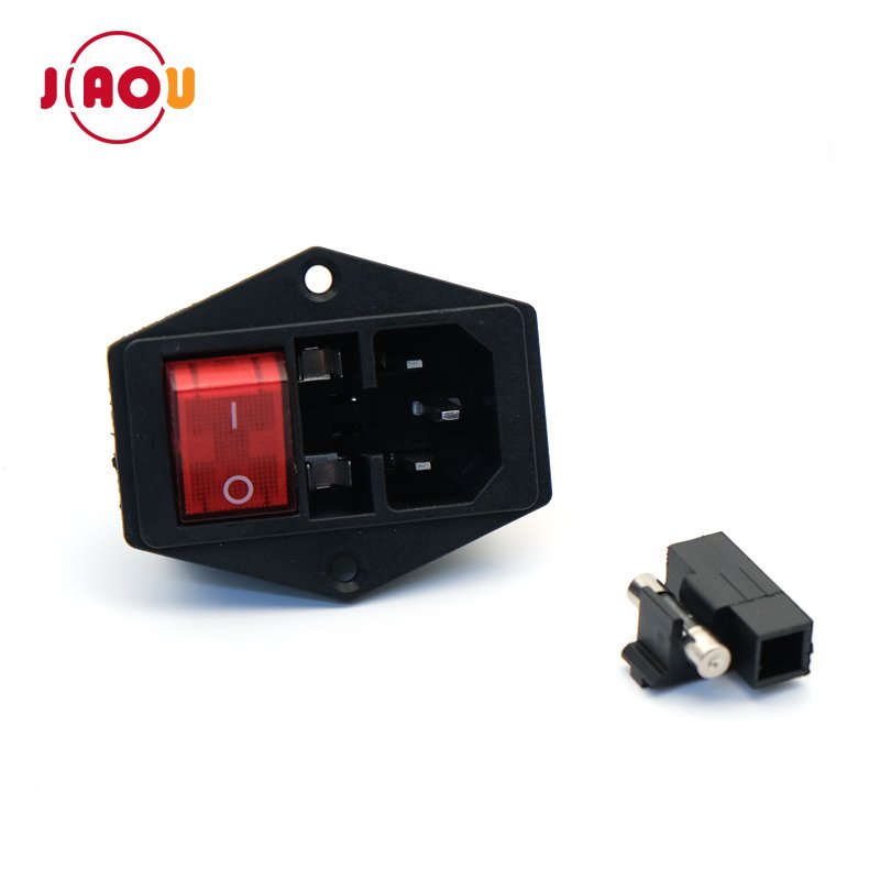ac socket with illuminated rocker switch and fuse holder 10A 250V 3 in 1 AC power socket AC-14-F16A