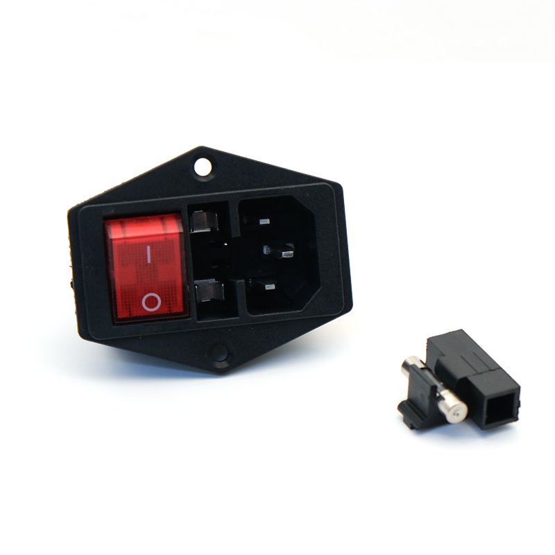 ac socket with illuminated rocker switch and fuse holder 10A 250V 3 in 1 AC power socket AC-14-F16A