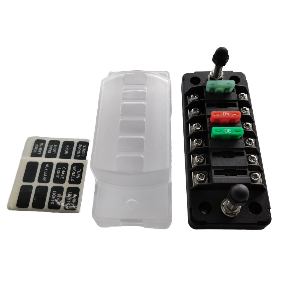 Auto Fuse Block with Negative Medium Blade 1 in 6 out 40A Capacity ATC/ATO Compatible for Automotive Use