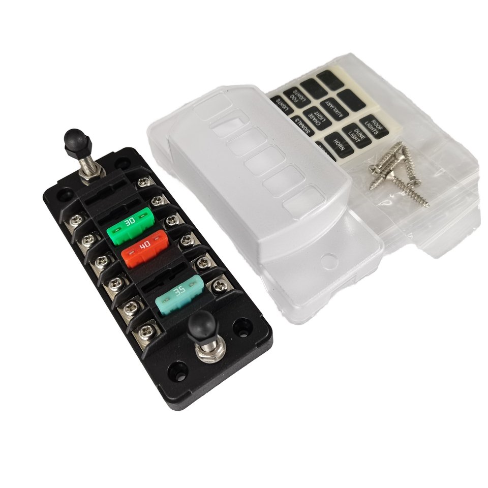Auto Fuse Block with Negative Medium Blade 1 in 6 out 40A Capacity ATC/ATO Compatible for Automotive Use