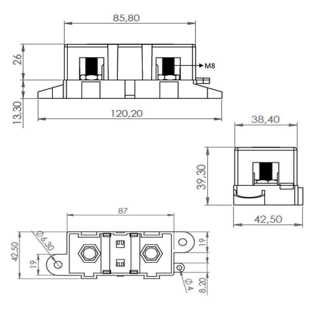Blade Type Mega Fuse Box ATO ATC Type Brass Connector Transparent Screwed Cover Universal Fuse Holder