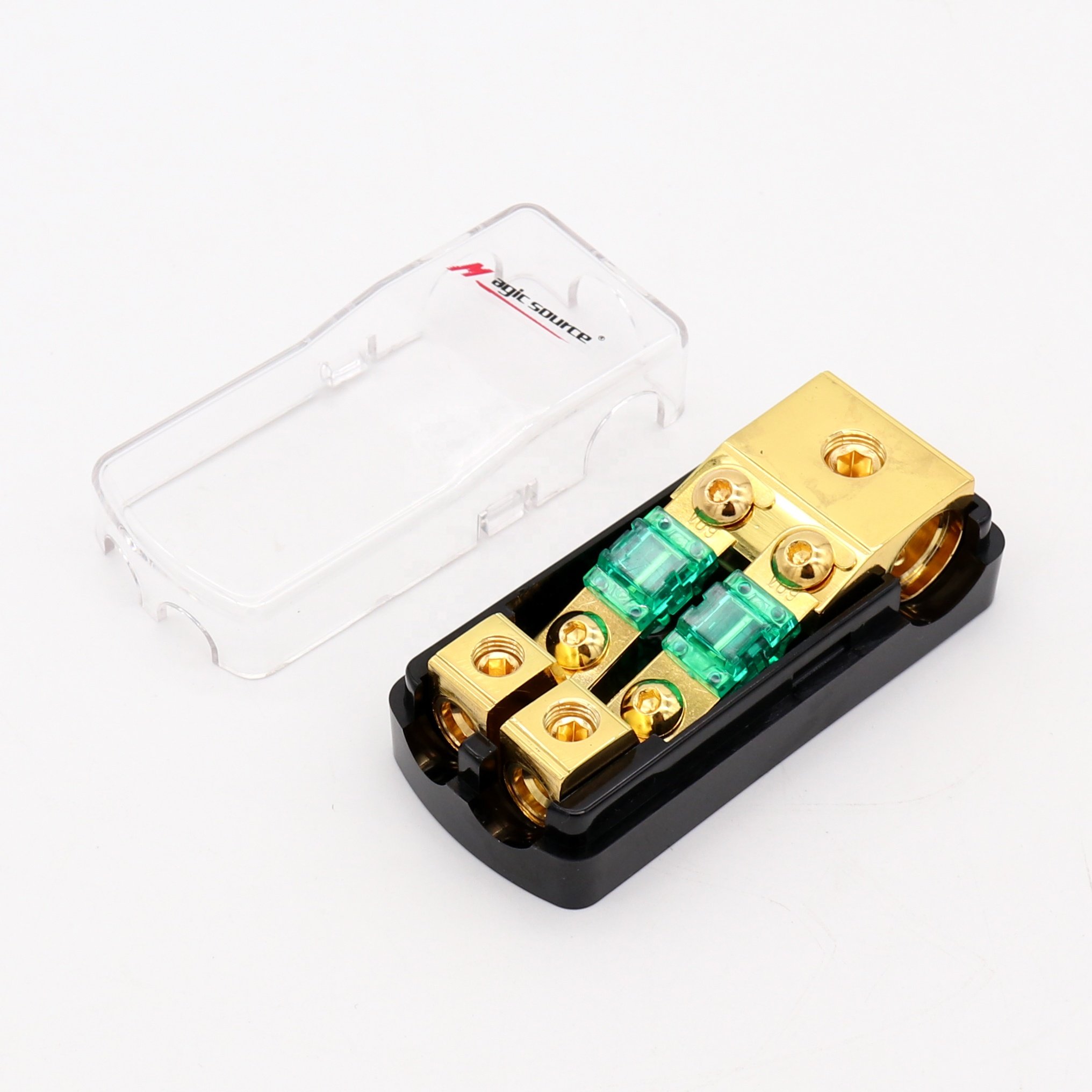 Copper 0/4 Gauge to 4/8 Gauge Mini ANL 2 Way Fuse Holder 60 Amp Distribution Block High Performance Component