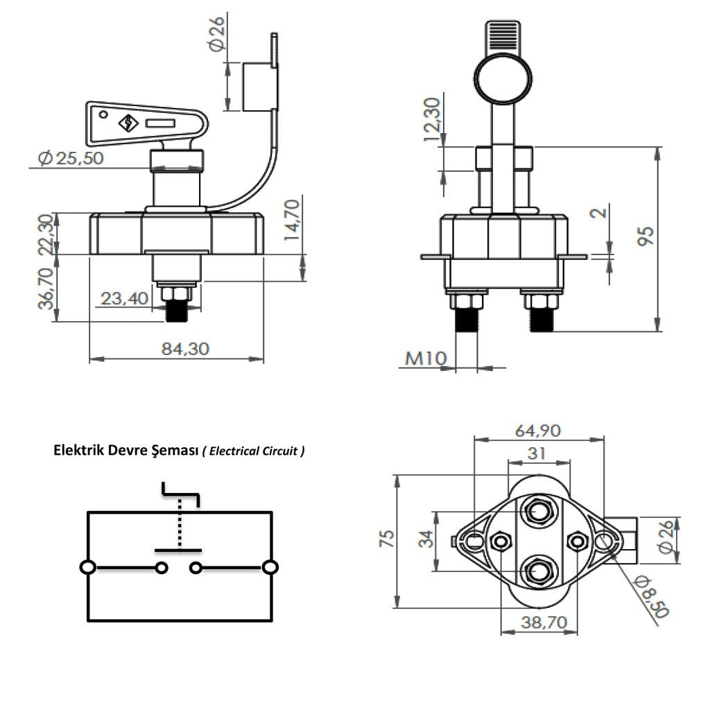 Battery Circuit Breaker Switch 12V - 24V - 200A Universal Fuse Holder Transparent Screwed Cover