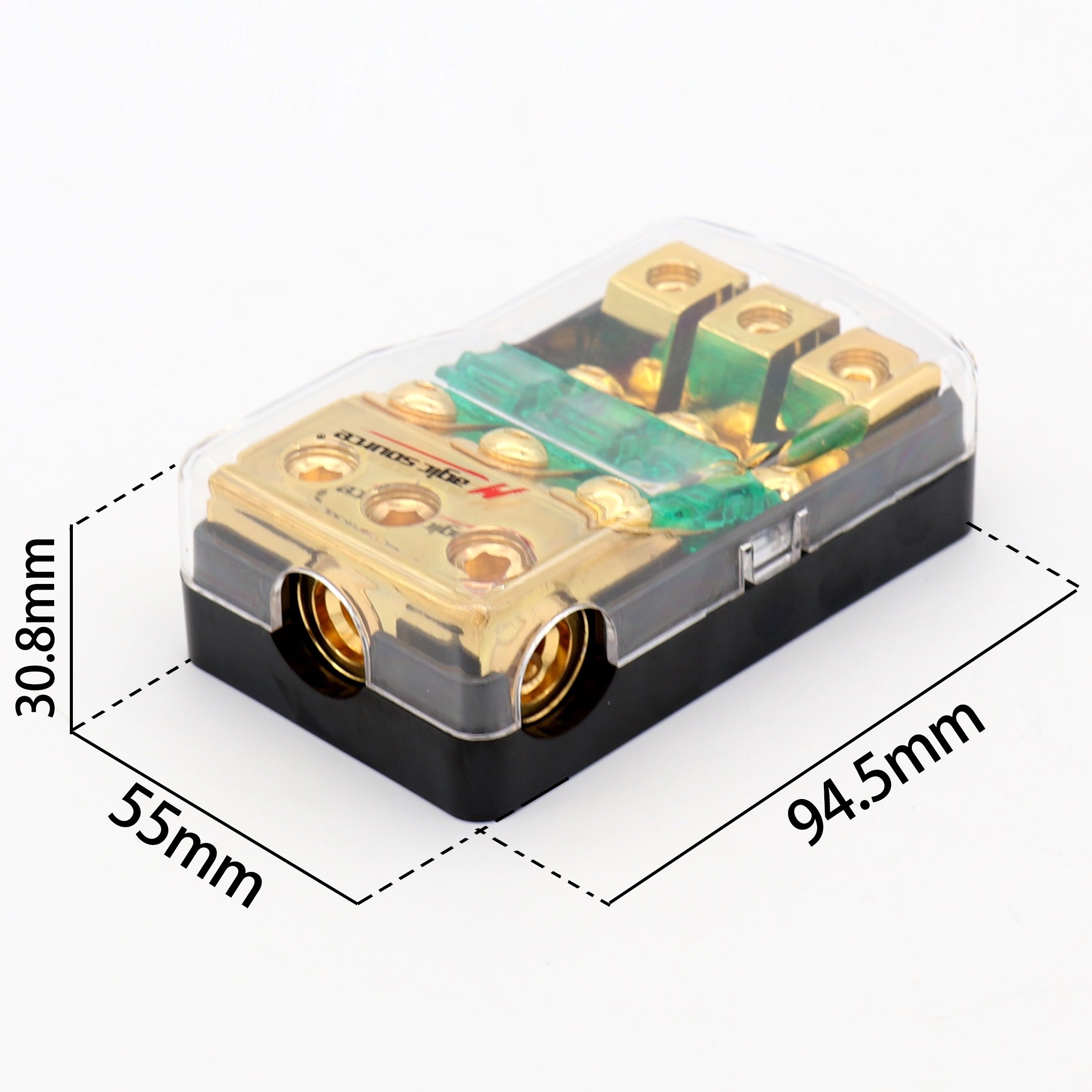 3 Way ANL Fuse Holder with 60A Mini Fuse, 0/2/4 Gauge in 4/8 Gauge Out Fuse Distribution Block for Car Truck Boat Audio Stereo
