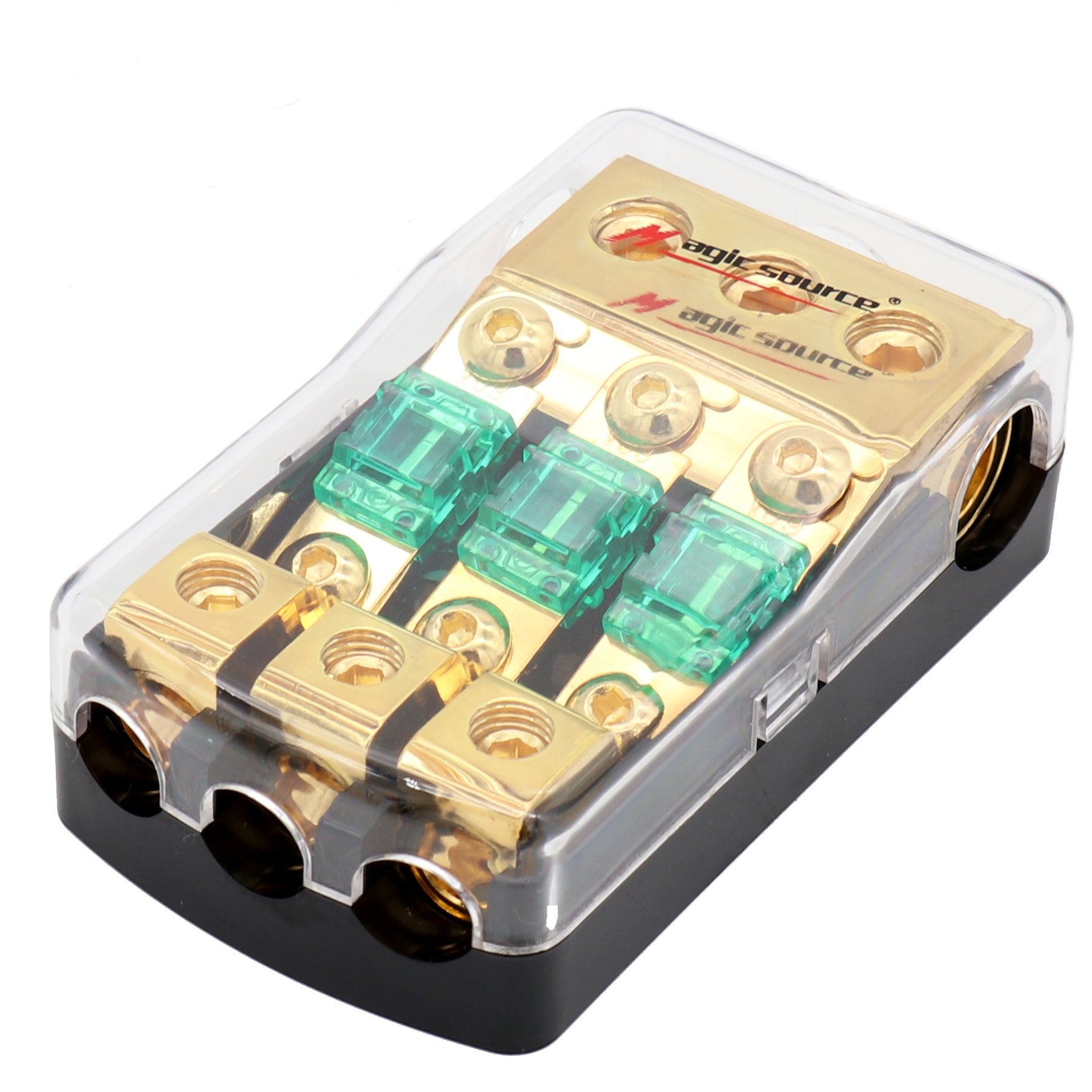 3 Way ANL Fuse Holder with 60A Mini Fuse, 0/2/4 Gauge in 4/8 Gauge Out Fuse Distribution Block for Car Truck Boat Audio Stereo
