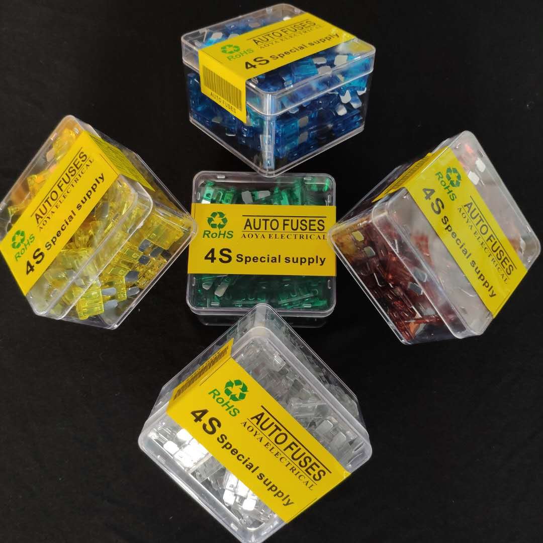 100pcs Box-Packed Mini Auto Fuse 32V 58V 1A 2A 3A 5 7.5A 10A 15A 20A 25A 30A blade fuse Automotive fuses kit