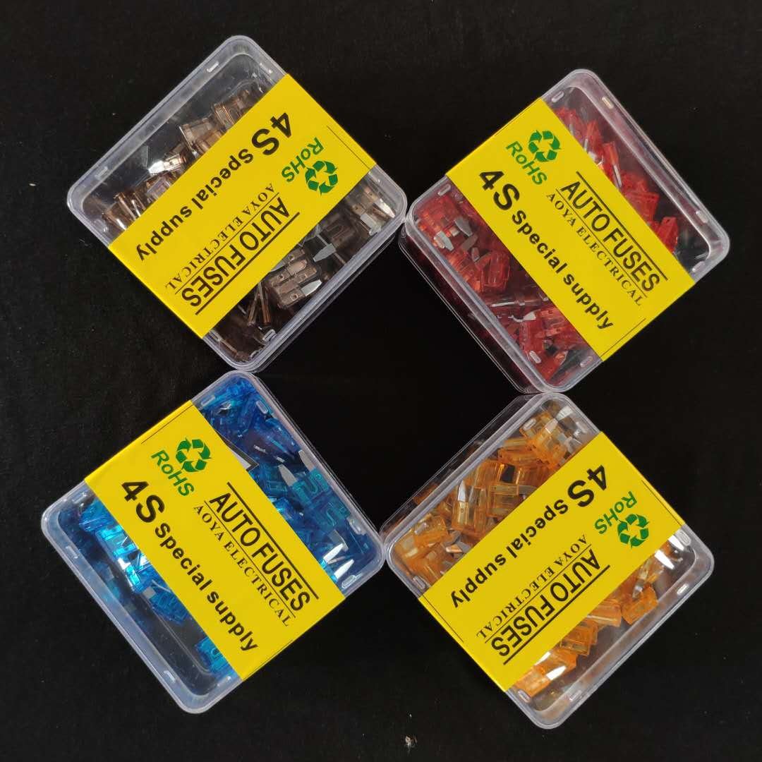 100pcs Box-Packed Mini Auto Fuse 32V 58V 1A 2A 3A 5 7.5A 10A 15A 20A 25A 30A blade fuse Automotive fuses kit