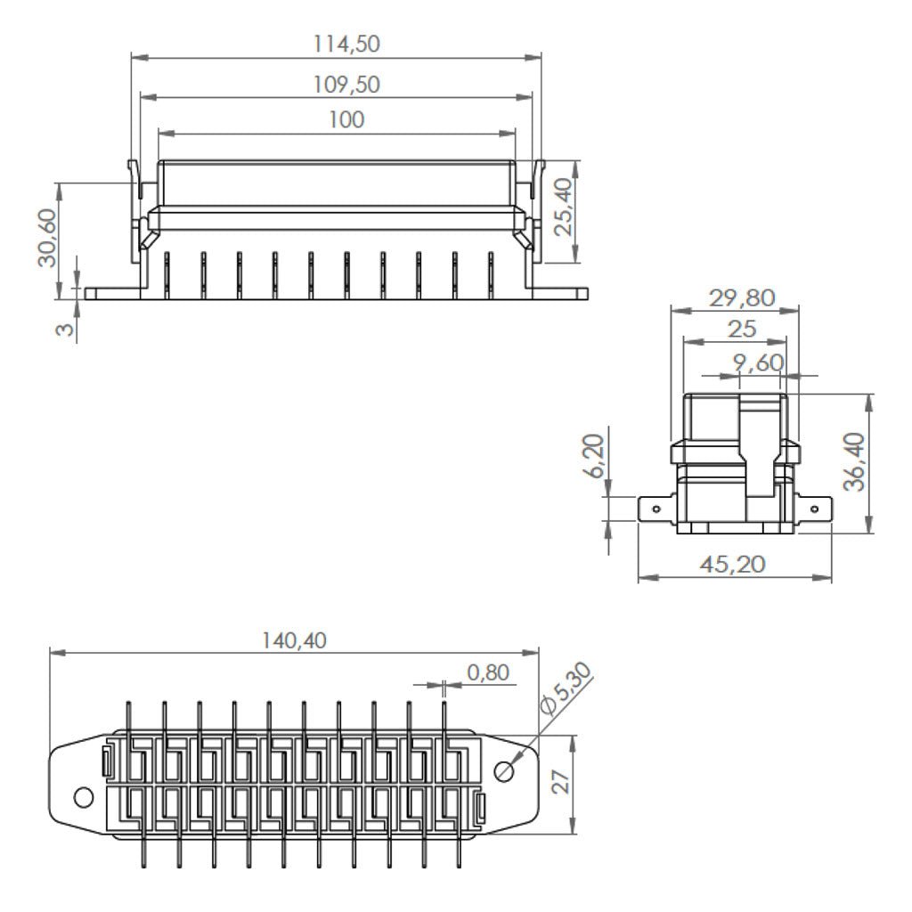 Blade Type Fuse Box 10 Way ATO ATC Type Brass Connector Transparent Screwed Cover Universal Fuse Holder for Car Boat Caravan