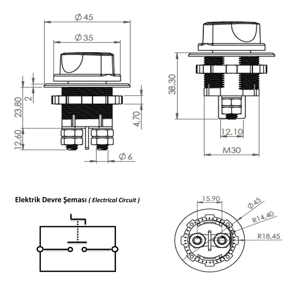 Mini Battery Circuit Breaker Switch IP56 12V - 24V - 100A Universal Fuse Holder Transparent Screwed Cover