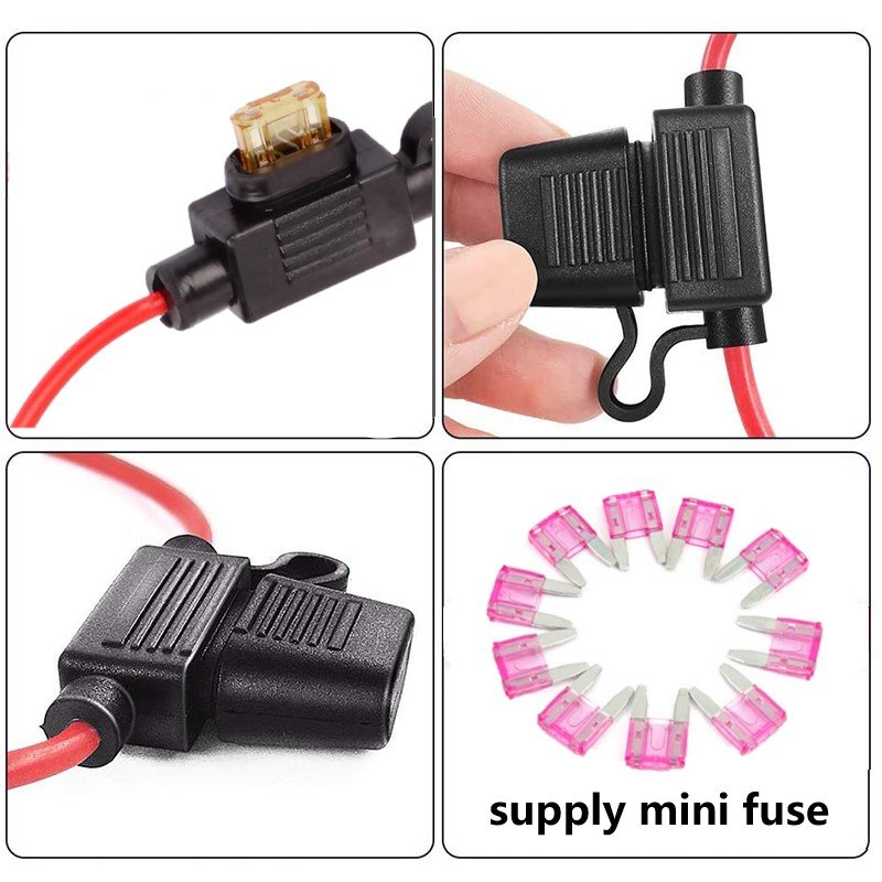 Inline Waterproof Car Fuse Holder for Mini/ATS Auto Blade Fuse 14AWG-22 AWG Waterproof Junction Box Fuse Components with U RoHS
