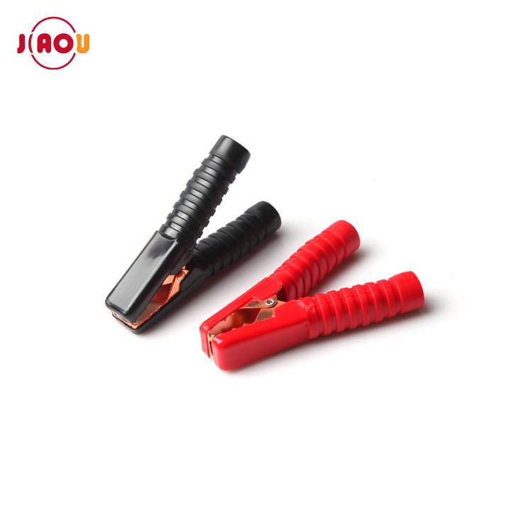 JIAOU 140mm 200A Coplete Insulated Golden Plated Car Battery Alligator Clip Clamp/Crocodile Clip Red/Black